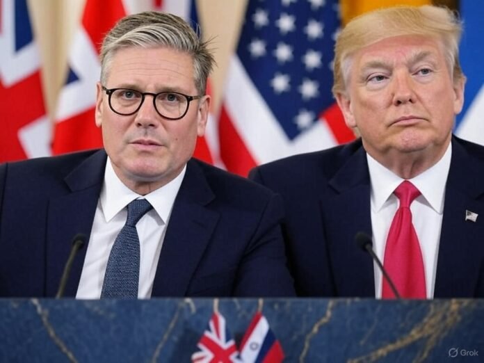 Trump, UK trade deal, Keir Starmer, economic uncertainty, tariffs, US-UK relations, trade agreement, White House, Oval Office, global markets, trade war, bilateral trade, economic growth, US exports, UK exports, comprehensive deal, special relationship, tariff relief, trade negotiations, Donald Trump, 2025 trade deal, international trade, economic stability, market volatility, trade barriers, US economy, UK economy, global trade, trade policy, economic security